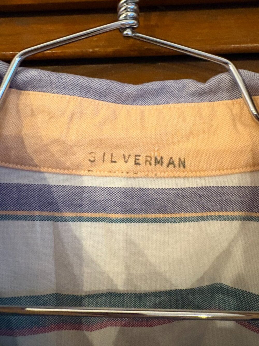 Silverman stripe buttondown raw hem masc crop fit unsex M - Picture 3 of 6